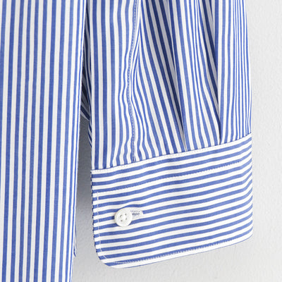 【Graphpaper/グラフペーパー】<br>Broad Stripe L/S Oversized Band Collar Shirt <br>GM254-50023STB