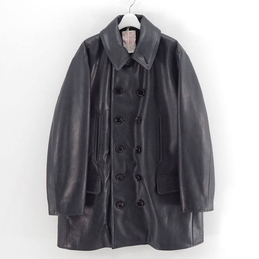 【NICENESS/ナイスネス】<br>L.MCLAGAN / L.マクラガン (ブラウンコアカウレザー 13ボタンピーコート) <br>NN-0401C16