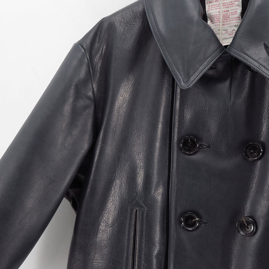 【NICENESS/ナイスネス】<br>L.MCLAGAN / L.マクラガン (ブラウンコアカウレザー 13ボタンピーコート) <br>NN-0401C16