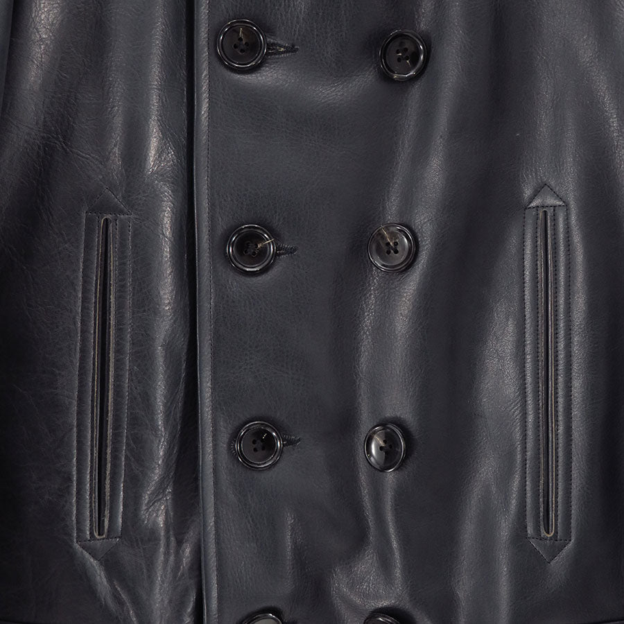 【NICENESS/ナイスネス】<br>L.MCLAGAN / L.マクラガン (ブラウンコアカウレザー 13ボタンピーコート) <br>NN-0401C16