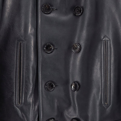 【NICENESS/ナイスネス】<br>L.MCLAGAN / L.マクラガン (ブラウンコアカウレザー 13ボタンピーコート) <br>NN-0401C16