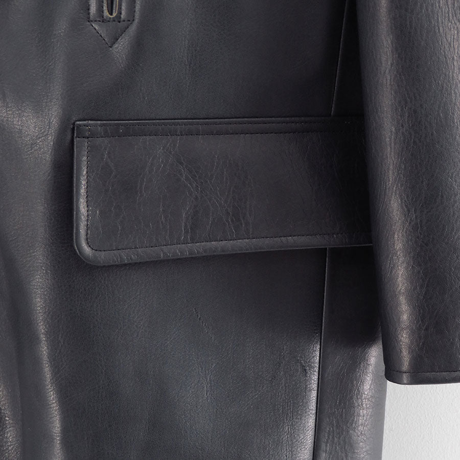 【NICENESS/ナイスネス】<br>L.MCLAGAN / L.マクラガン (ブラウンコアカウレザー 13ボタンピーコート) <br>NN-0401C16