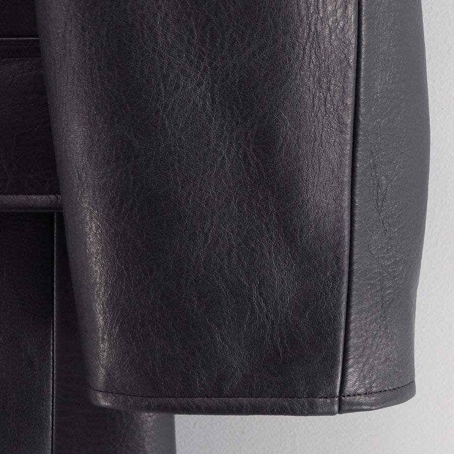 【NICENESS/ナイスネス】<br>L.MCLAGAN / L.マクラガン (ブラウンコアカウレザー 13ボタンピーコート) <br>NN-0401C16