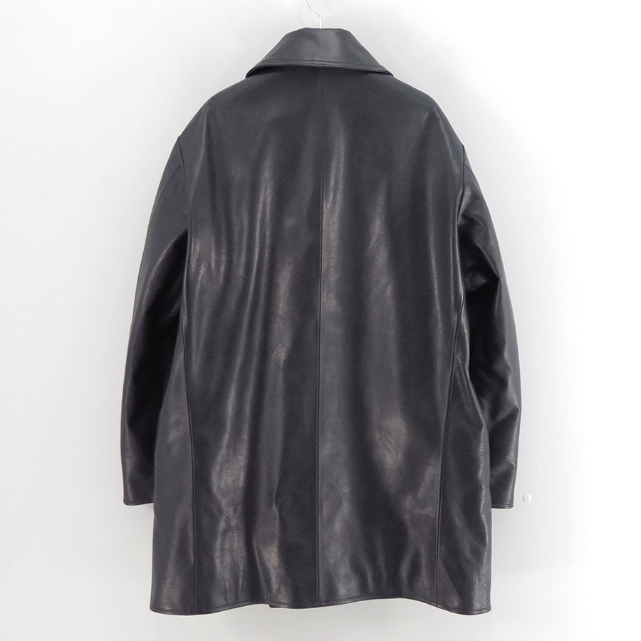 【NICENESS/ナイスネス】<br>L.MCLAGAN / L.マクラガン (ブラウンコアカウレザー 13ボタンピーコート) <br>NN-0401C16