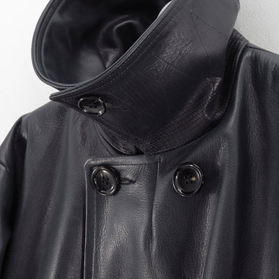 【NICENESS/ナイスネス】<br>L.MCLAGAN / L.マクラガン (ブラウンコアカウレザー 13ボタンピーコート) <br>NN-0401C16