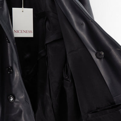 【NICENESS/ナイスネス】<br>L.MCLAGAN / L.マクラガン (ブラウンコアカウレザー 13ボタンピーコート) <br>NN-0401C16