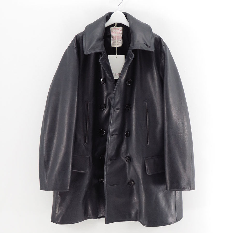 【NICENESS/ナイスネス】<br>L.MCLAGAN / L.マクラガン (ブラウンコアカウレザー 13ボタンピーコート) <br>NN-0401C16