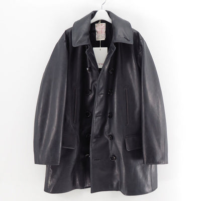 【NICENESS/ナイスネス】<br>L.MCLAGAN / L.マクラガン (ブラウンコアカウレザー 13ボタンピーコート) <br>NN-0401C16