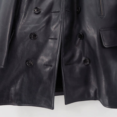 【NICENESS/ナイスネス】<br>L.MCLAGAN / L.マクラガン (ブラウンコアカウレザー 13ボタンピーコート) <br>NN-0401C16