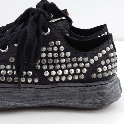 【Maison MIHARA YASUHIRO】<br>”PETERSON23"OG Sole Studded Canvas Low-top Sneaker (BLACK×BLACK) <br>A13FW715