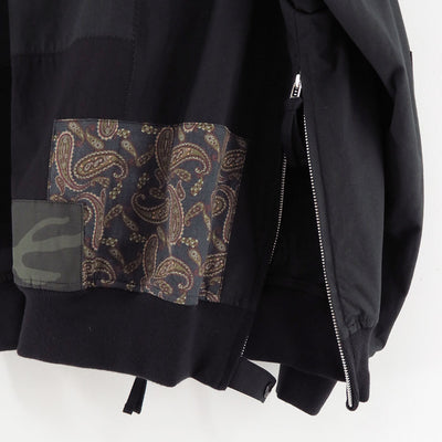 【COMME des GARCONS HOMME】<br>綿ナイロンバックサテン×多素材MIXフライトJKT <br>HO-J023-051