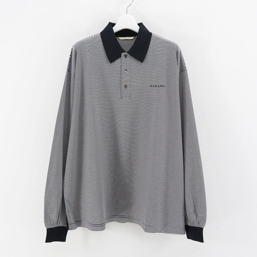 【FARAH/ファーラー】<br>Narrow Striped L/S Polo Shirt <br>FR0401-M3002