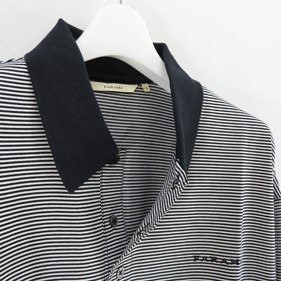 【FARAH/ファーラー】<br>Narrow Striped L/S Polo Shirt <br>FR0401-M3002