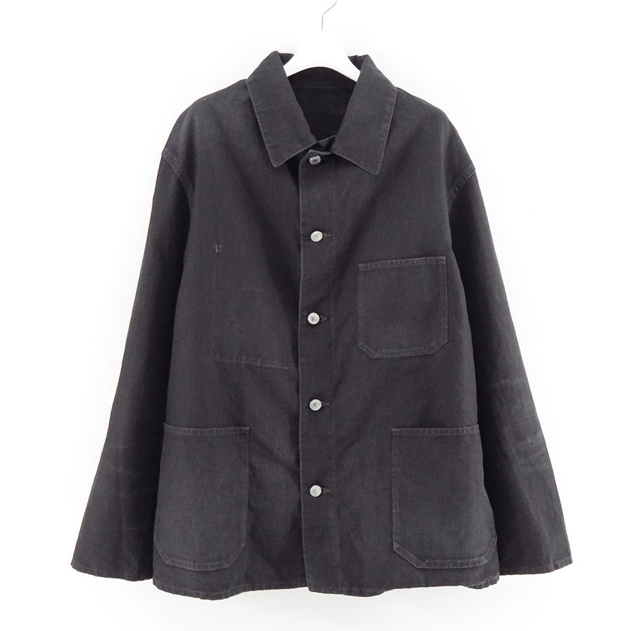 【A.PRESSE/アプレッセ】<br>Vintage Black Linen Coverall <br>25SAP-01-29H
