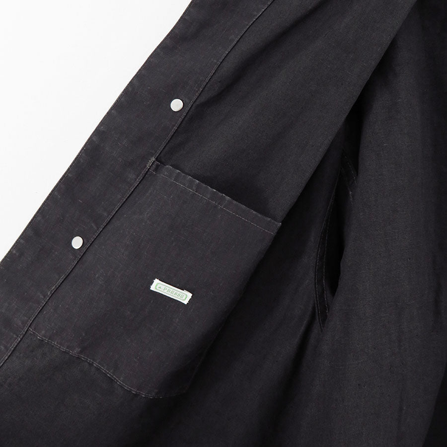 【A.PRESSE/アプレッセ】<br>Vintage Black Linen Coverall <br>25SAP-01-29H