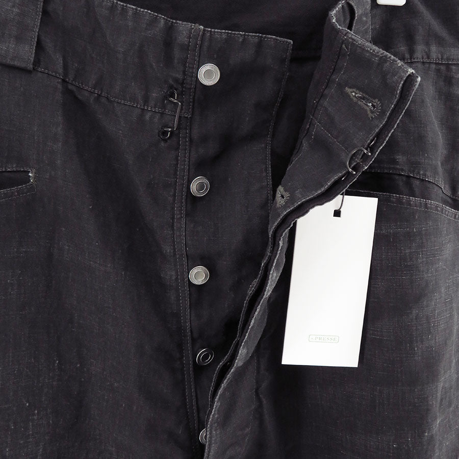 【A.PRESSE/アプレッセ】<br>Vintage Black Linen Trousers <br>25SAP-04-19H