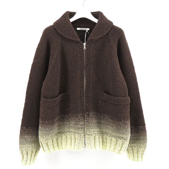 AURALEE/オーラリー】WOOL LOW-GAUGE KNIT ZIP COWICHAN A26AC01GRの