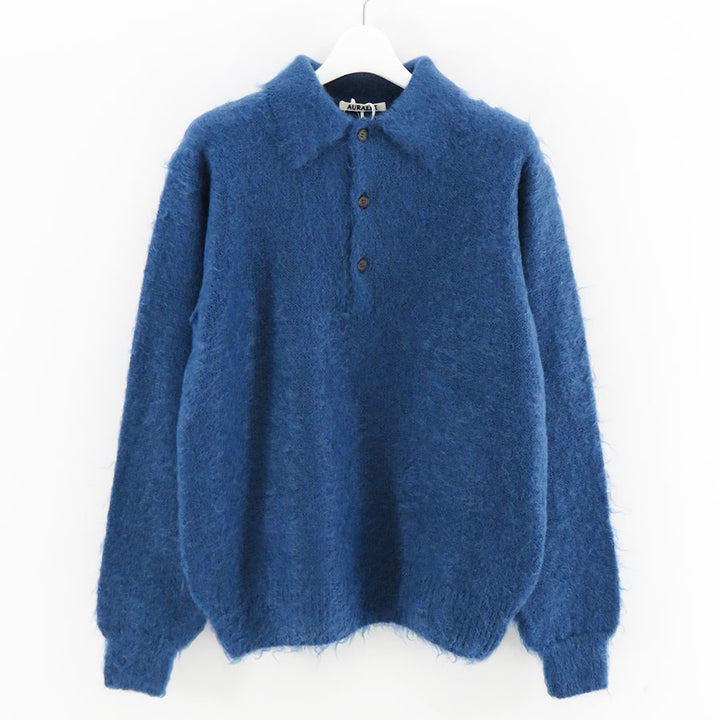 AURALEE/オーラリー】BRUSHED SUPER KID MOHAIR KNIT POLO A26AP01KMの