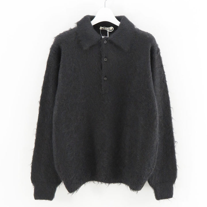AURALEE SUPER KID MOHAIR KNIT POLO オーラリー AURALEE/オーラリー】BRUSHED SUPER KID MOHAIR KNIT POLO A26AP01KMの