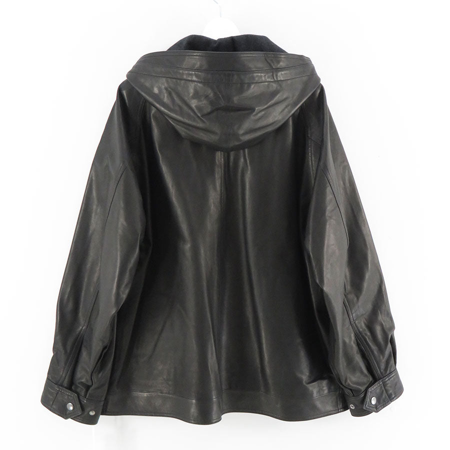 MAATEE&SONS/マーティーアンドサンズ】SHEEP LEATHER HOOODED BL
