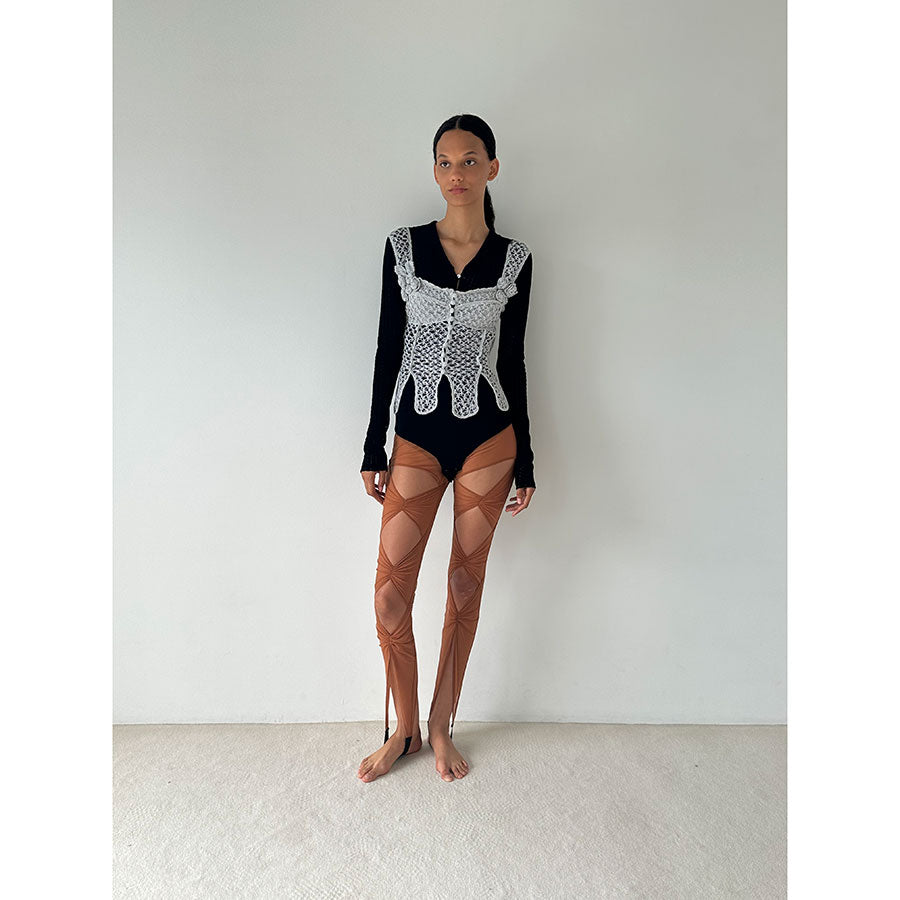 LACE KNIT SAILOR COLLAR BODYSUIT – FETICO Official Online Shop