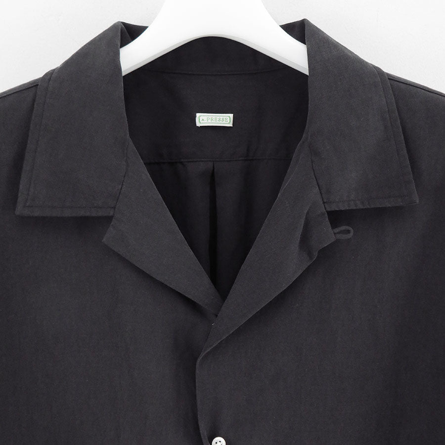 【A.PRESSE/アプレッセ】<br>Silk Cotton Open Collar S/S Shirt <br>25SAP-02-04H