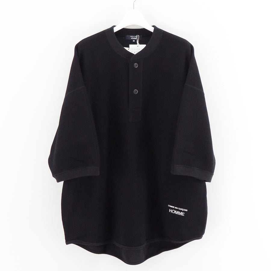 【COMME des GARCONS HOMME】<br>綿エステルワッフルヘンリーネックTee <br>HO-T017-051