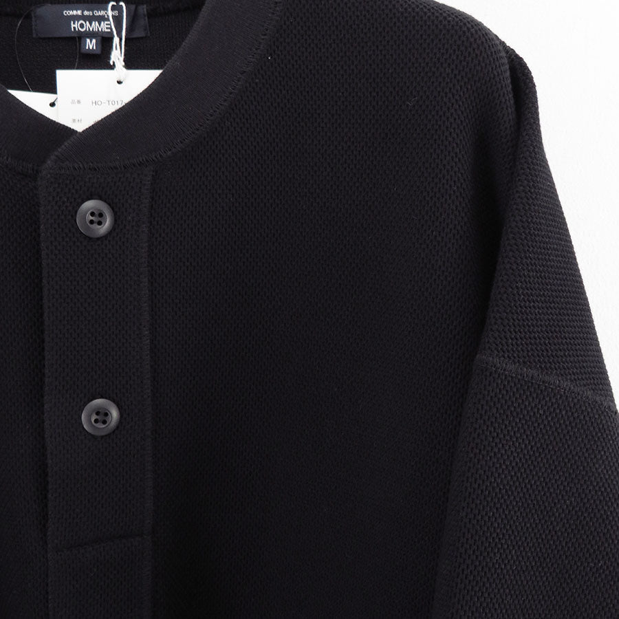 【COMME des GARCONS HOMME】<br>綿エステルワッフルヘンリーネックTee <br>HO-T017-051