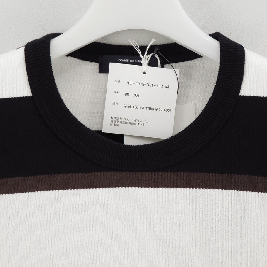 【COMME des GARCONS HOMME】<br>綿天竺マルチボーダーS/S Tee <br>HO-T018-051