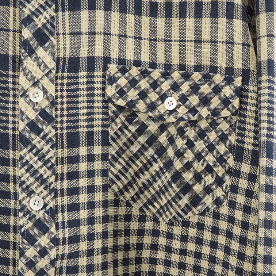 【i am dork/アイアムドーク】<br>リネンチェックポケットシャツ <br>DO25SS04-1