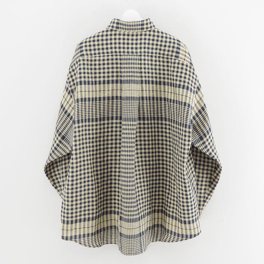 【i am dork/アイアムドーク】<br>リネンチェックポケットシャツ <br>DO25SS04-1
