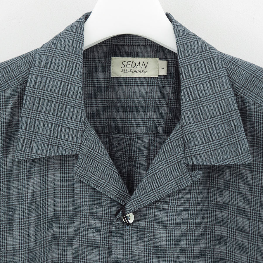 【SEDAN ALL-PURPOSE/セダンオールパーパス】<br>Dobby Plaid Open Collar S/S Shirt <br>SD25S-SH05