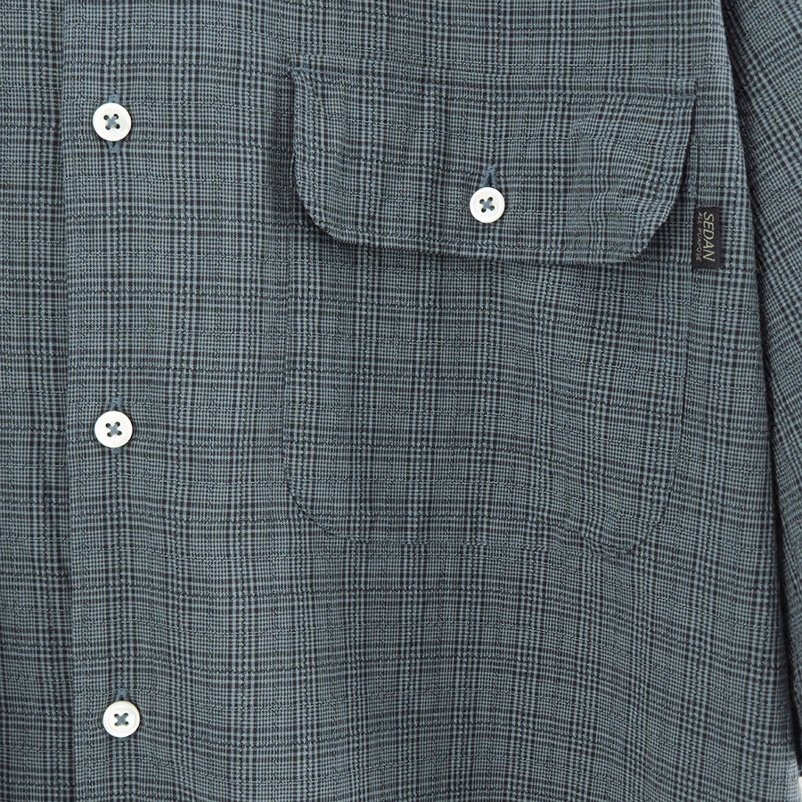 【SEDAN ALL-PURPOSE/セダンオールパーパス】<br>Dobby Plaid Open Collar S/S Shirt <br>SD25S-SH05