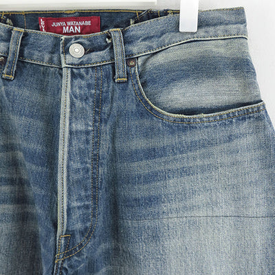 【JUNYA WATANABE MAN】<br>綿セルヴィッチデニム製品加工 Levi's Wネームパンツ <br>WO-P908-100