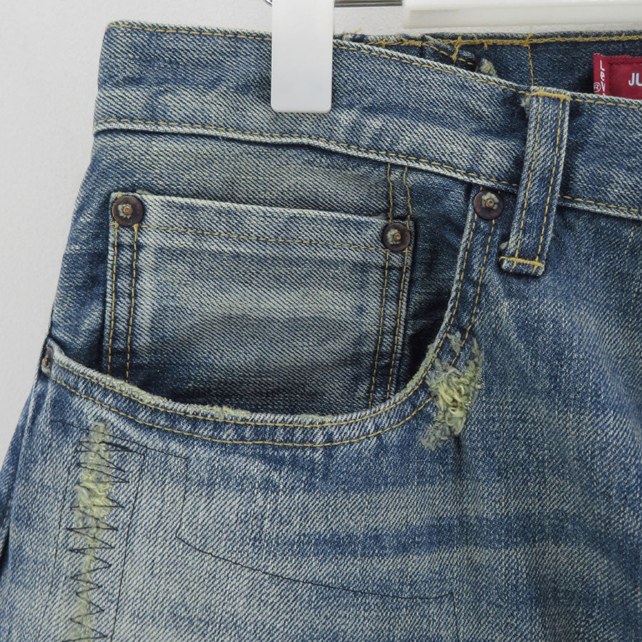 【JUNYA WATANABE MAN】<br>綿セルヴィッチデニム製品加工 Levi's Wネームパンツ <br>WO-P908-100