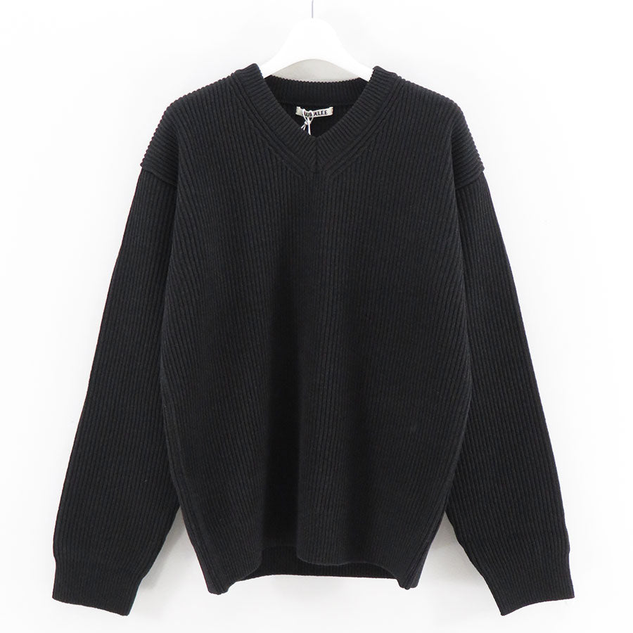 AURALEE/オーラリー】SUPER FINE WOOL RIB KNIT V-NECK P/O A26AV03RK