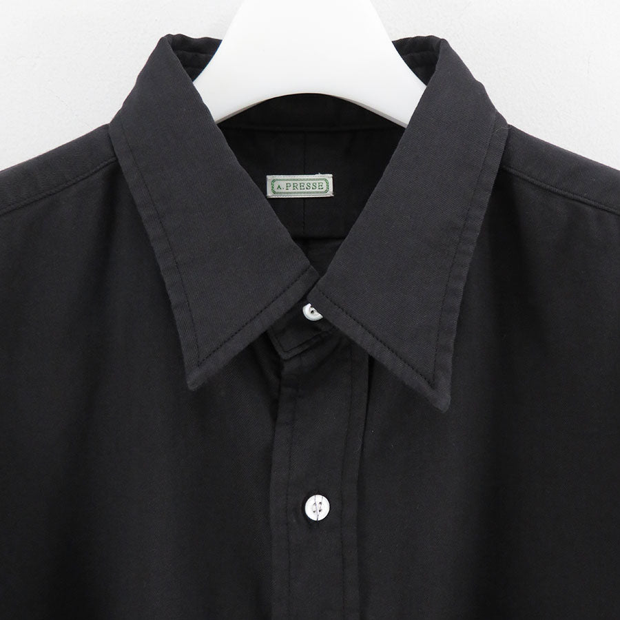 【A.PRESSE/アプレッセ】<br>Double Weave TwillRegular Collar Shirt <br>24SAP-02-03H