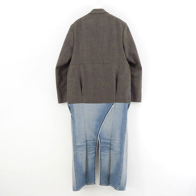 【JUNYA WATANABE MAN】<br>ウールクロス×綿デニム製品加工コゲ茶×インディゴ <br>WN-C012-051