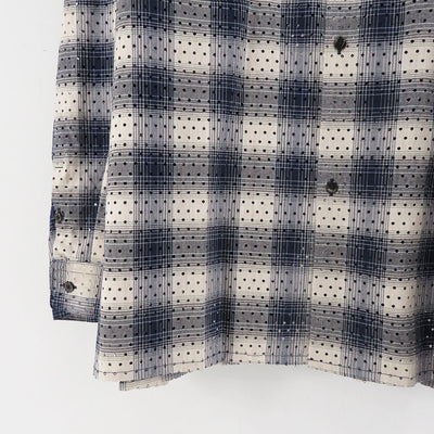 【SUGARHILL/シュガーヒル】<br>PUNCHING YAK OMBRE PLAID OPEN COLLAR BLOUSE <br>2441000503