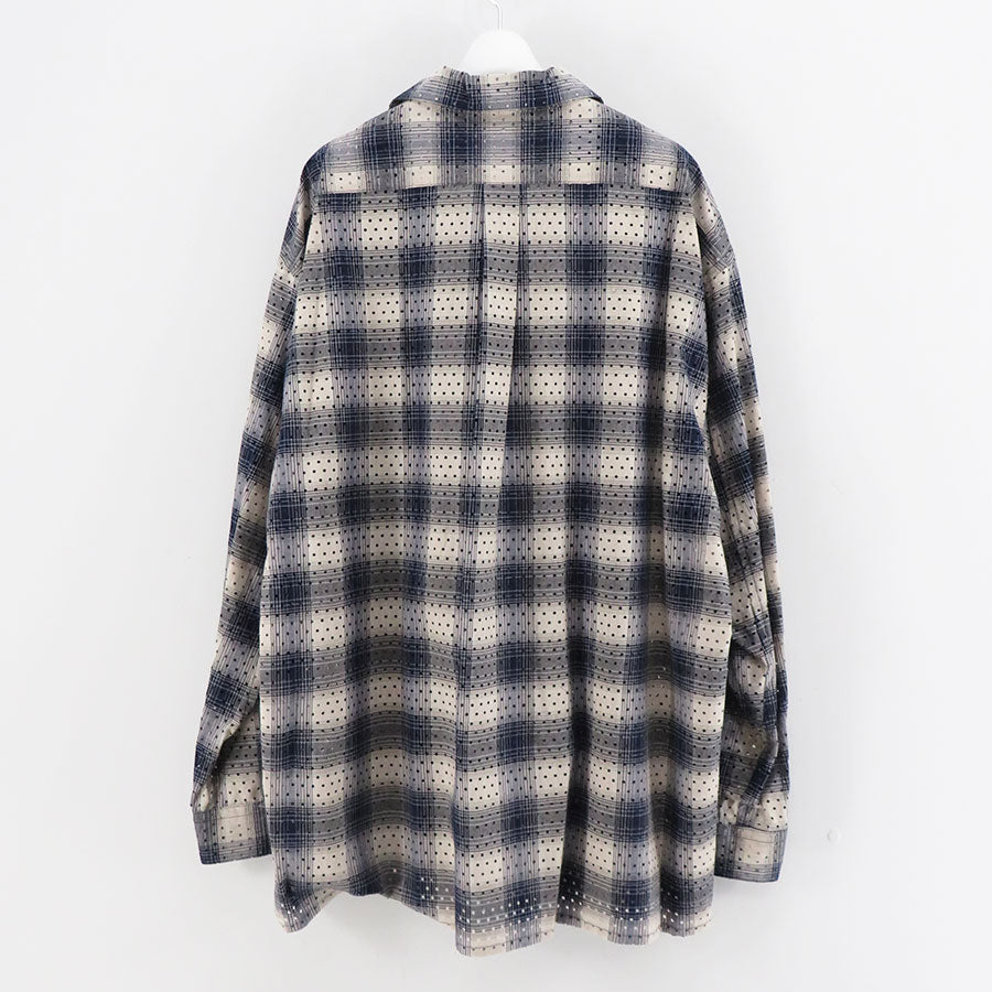 【SUGARHILL/シュガーヒル】<br>PUNCHING YAK OMBRE PLAID OPEN COLLAR BLOUSE <br>2441000503