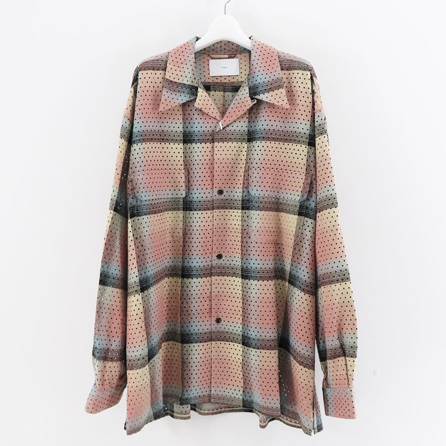 【SUGARHILL/シュガーヒル】<br>PUNCHING RAYON OMBRE PLAID OPEN COLLAR BLOUSE <br>2441000509