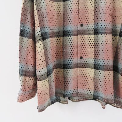 【SUGARHILL/シュガーヒル】<br>PUNCHING RAYON OMBRE PLAID OPEN COLLAR BLOUSE <br>2441000509