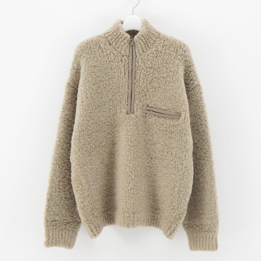 【AURALEE/オーラリー】<br>MERINO WOOL BOA KNIT HALF ZIP P/O <br>A24AP01WB