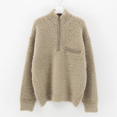 【AURALEE/オーラリー】<br>MERINO WOOL BOA KNIT HALF ZIP P/O <br>A24AP01WB