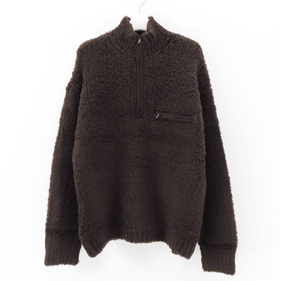 【AURALEE/オーラリー】<br>MERINO WOOL BOA KNIT HALF ZIP P/O <br>A24AP01WB