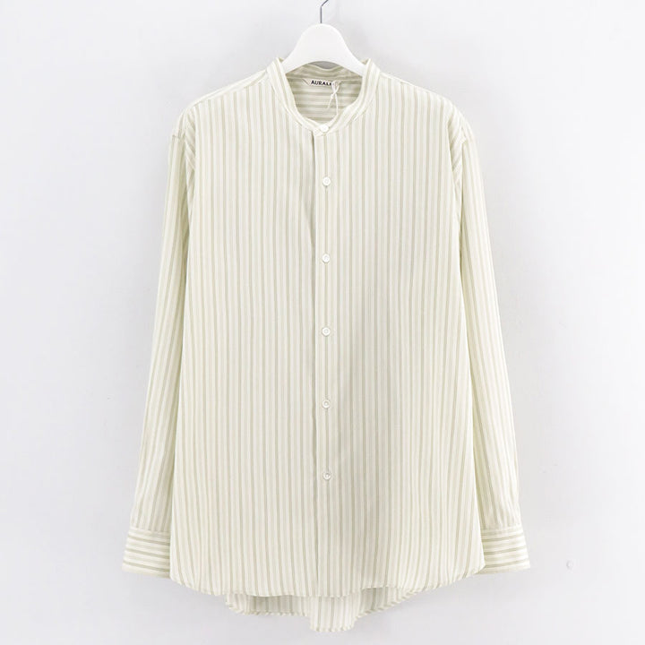AURALEE/オーラリー】COTTON SILK STRIPE STAND COLLAR SHIRT