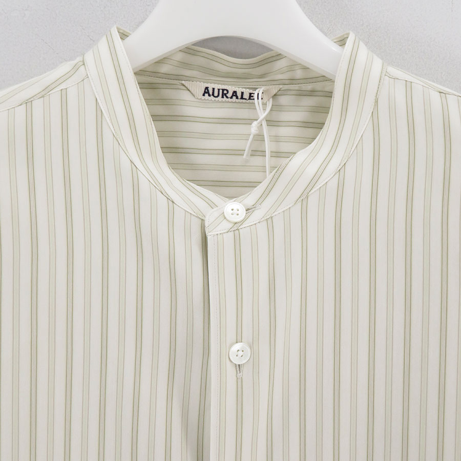 AURALEE/オーラリー】COTTON SILK STRIPE STAND COLLAR SHIRT