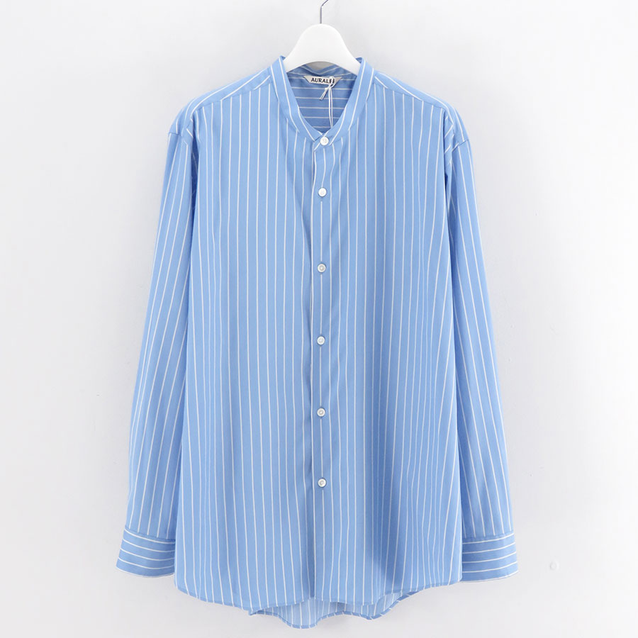 AURALEE/オーラリー】COTTON SILK STRIPE STAND COLLAR SHIRT