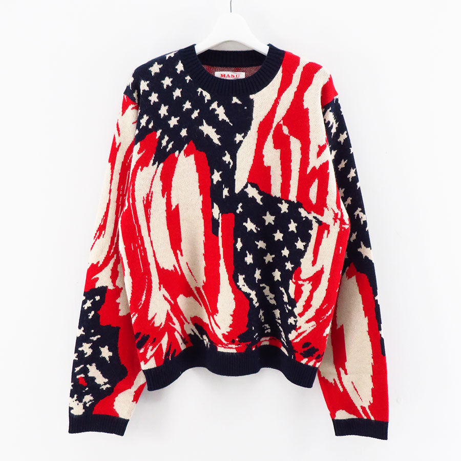 【M A S U/エムエーエスユー】<br>MARBLE FLAG SWEATER <br>MFFW-KN0423