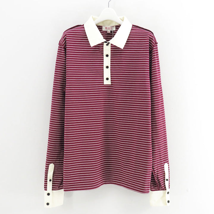 コ*ラ様 26SS MASU OPPOSITE STRIPE PULLOVER MASU(エムエーエスユー)のOPPOSITE STRIPE PULLOVER SHIRT BLACKの通販